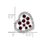 14K White Gold Polished Diamond and Garnet Heart Chain Slide - Image 4