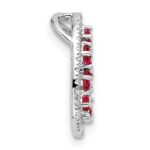 14K White Gold Polished Diamond and Ruby Heart Chain Slide - Image 2