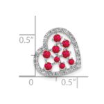 14K White Gold Polished Diamond and Ruby Heart Chain Slide - Image 4