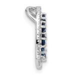 14K White Gold Polished Diamond and Sapphire Heart Chain Slide - Image 2
