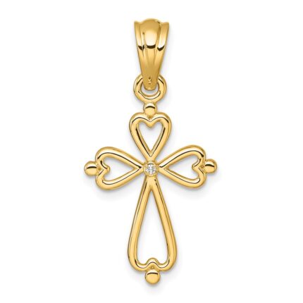 14k Diamond Accented Cross Pendant