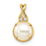 14k 7mm June/Freshwater Cultured Pearl and Diamond Pendant
