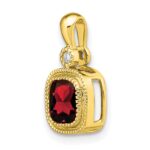 14k 6mm Cushion Garnet and Diamond Pendant - Image 5