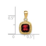 14k 6mm Cushion Garnet and Diamond Pendant - Image 3