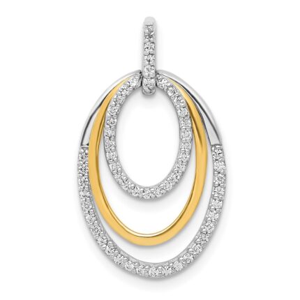 14k Two-tone 1/4 carat Diamond Fancy Triple Oval Pendant