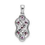 14k White Gold 1/4 carat Diamond and .32 Ruby Fancy Twist Pendant - Image 4