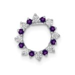 14k White Gold Diamond and .08 Amethyst Fancy Circle Chain Slide