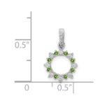 14k White Gold Diamond and .08 Peridot Fancy Circle Pendant - Image 3