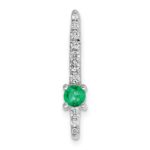 14k White Gold Graduated Diamond and Emerald Fancy Chain Slide