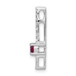 14k White Gold Graduated Diamond and .18 Ruby Fancy Chain Slide - Image 2