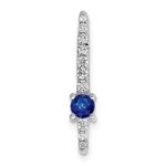 14k White Gold Graduated Diamond and .18 Sapphire Fancy Chain Slide
