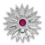 14k White Gold 3/8 carat Diamond and Ruby Flower Chain Slide - Image 3