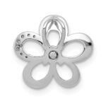 14k White Gold 1/20 carat Diamond Round Petal Flower Chain Slide - Image 3