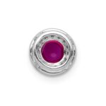 14k White Gold Diamond and .38 Ruby Cabochon Halo Chain Slide - Image 3