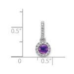 14k White Gold Diamond and 3.7mm Round Cabochon Amethyst Halo Pendant - Image 2