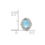 14k White Gold Diamond and 6x4mm Oval Cabochon Blue Topaz Halo Chain Slide - Image 2