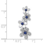14k White Gold Diamond and .19 Sapphire Four Flowers Chain Slide - Image 4