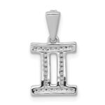 14k White Gold Diamond Gemini Zodiac Pendant - Image 3
