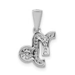 14k White Gold Diamond Capricorn Zodiac Pendant - Image 3