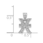 14k White Gold Diamond Pisces Zodiac Pendant - Image 4
