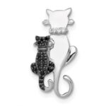 14k White Gold Black and White Diamond Big and Little Cats Chain Slide