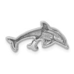 14k White Gold Diamond Mother and Baby Dolphins Chain Slide - Image 3
