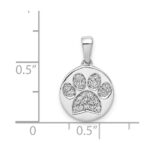14k White Gold Diamond Paw Print in Circle Pendant - Image 4