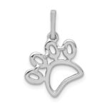 14k White Gold 1/4 carat Diamond Paw Print Pendant - Image 3