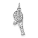 14k White Gold Diamond Racquet and Ball Pendant