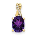 10k Oval Amethyst and Diamond Pendant