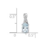 14K White Gold 7x5 Oval March/Aquamarine and Diamond Pendant - Image 4