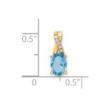 14k 7x5 Oval December/Blue Topaz and Diamond Pendant - Image 2