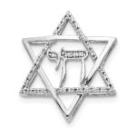 14k White Gold 1/10 carat Diamond Star of David with Chai Chain Slide