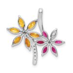 14k White Gold Diamond and Marquise Citrine/Pink Tourmaline Flower Pendant - Image 3