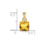 14k 7mm Cushion Checkerboard November/Citrine and Diamond Pendant - Image 2