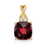 10k Checkerboard Garnet and Diamond Pendant