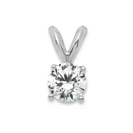14k White Gold 1/3 carat Lab Grown Diamond VS/SI+ G+ Round Complete Four Prong Solitaire Pendant