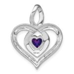 Sterling Silver Rhodium-plated Amethyst and Diamond Pendant - Image 4
