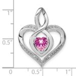 Sterling Silver Rhod-plated Created Pink Sapphire/Diamond Pendant - Image 3