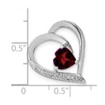 Sterling Silver Rhodium-plated Garnet and Diamond Pendant - Image 3