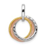 14k Tri-color 1/20 carat Diamond Three Intertwined Circles Pendant - Image 3