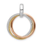 14k Tri-color 1/6 carat Diamond Three Intertwined Circles Pendant - Image 3