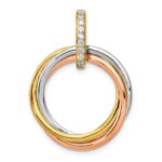 14k Tri-color 1/10 carat Diamond Three Intertwined Circles Pendant