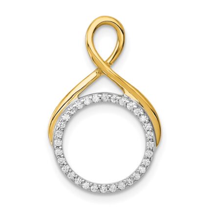 14k Two-tone 1/10 carat Diamond Fancy Circle Chain Slide