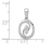 14k White Gold Polished 1/8 carat Diamond Oval Pendant - Image 4