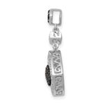 14k White Gold 1/4 carat White and Blue Diamond Square Dangle Chain Slide - Image 2