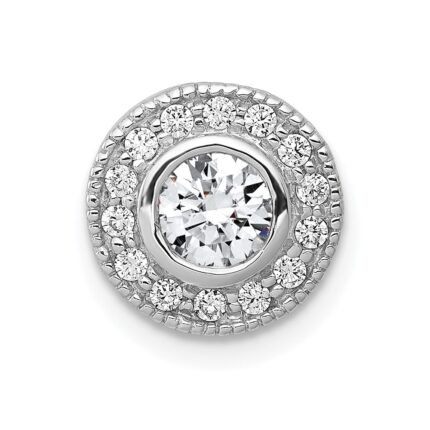 14k White Gold 1/2 carat Lab Grown Diamond VS/SI+ G+ Round Complete Halo Chain Slide Pendant