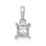 14k White Gold 1/5 carat Princess Diamond Square Pendant