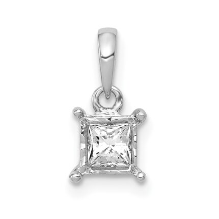 14k White Gold 1/5 carat Princess Diamond Square Pendant