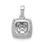 14k White Gold 1/2 carat Diamond Square Halo Cluster Pendant - Image 3